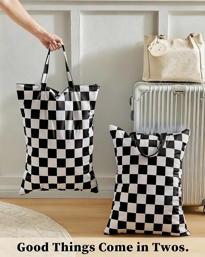 Ohocut Checkered 2 Pcs Large Travel Laundry Bags - Image 3