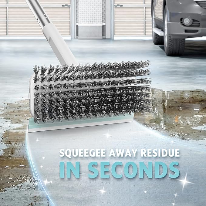 AIR U+ Concrete Scrub Brush, Long Handle, 7-Row Wire Bristles, Squeegee | - Image 5
