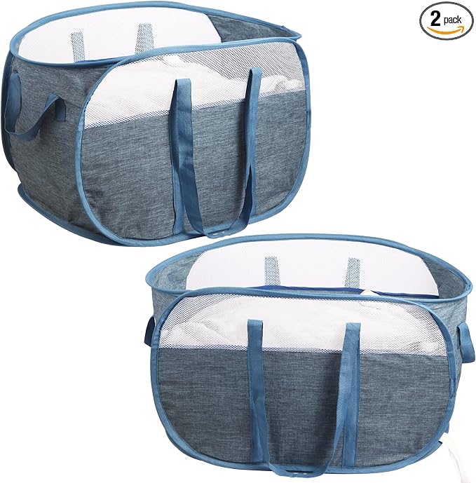 2 Pcs Collapsible Laundry Baskets, Tear Proof Pop Up Laundry Hamper by BATTOO