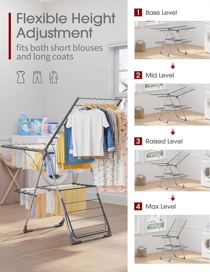 Sakugi Clothes Drying Rack, Foldable 2-Level - Image 5