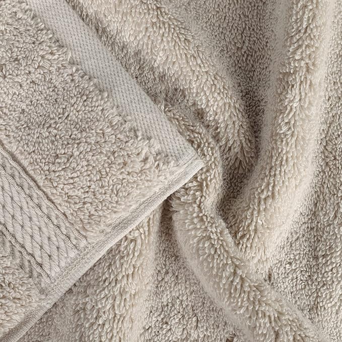 SUPERIOR Egyptian Cotton Ultra Plush & Absorbent, 8 Piece Set, Stone | Quick Dry - Image 6
