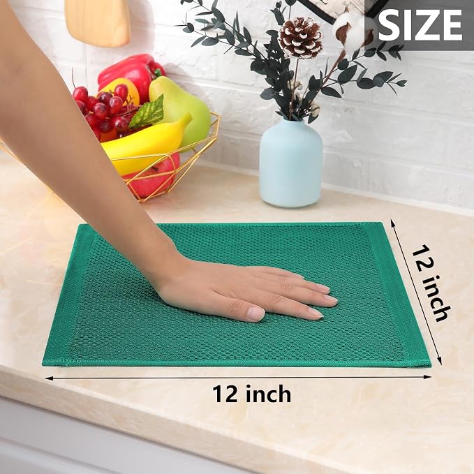 Homaxy 100% Cotton Waffle Weave Kitchen Dish Cloths 24-Pack, Dark Green | 12 x - Image 5
