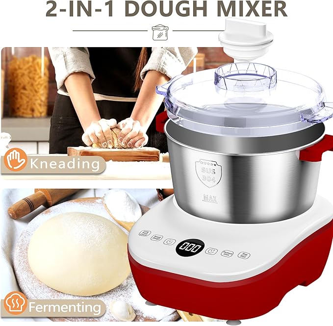 AIZIYO DoughChief, 7.4QT Dough Mixer, Dough Maker with Ferment Function, Bread Maker with 304 Stainless Steel Bowl, Removeable lid, Touch Panel Control, Proofing Box for Pizza & Bread