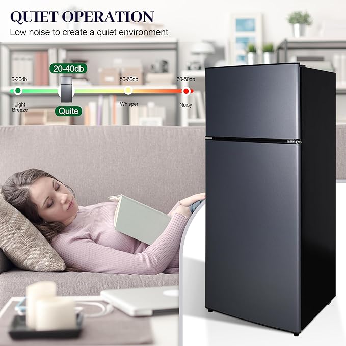 7.5 Cu. Ft. Compact Fridge with Freezer, Double-Door Refrigerator with Adjustable 7-Level Thermostat, Dorm Fridge for Kichen, RV, Office, Apartment, College, Blue