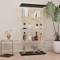 Glass Display Cabinet with LED Light Strip, 4 Shelves with 2 Doors, Curio Storage Cabinets with Lock & Caster for Living Room, Office, Floor Standing Glass Bookshelf, Quick Installation - Black