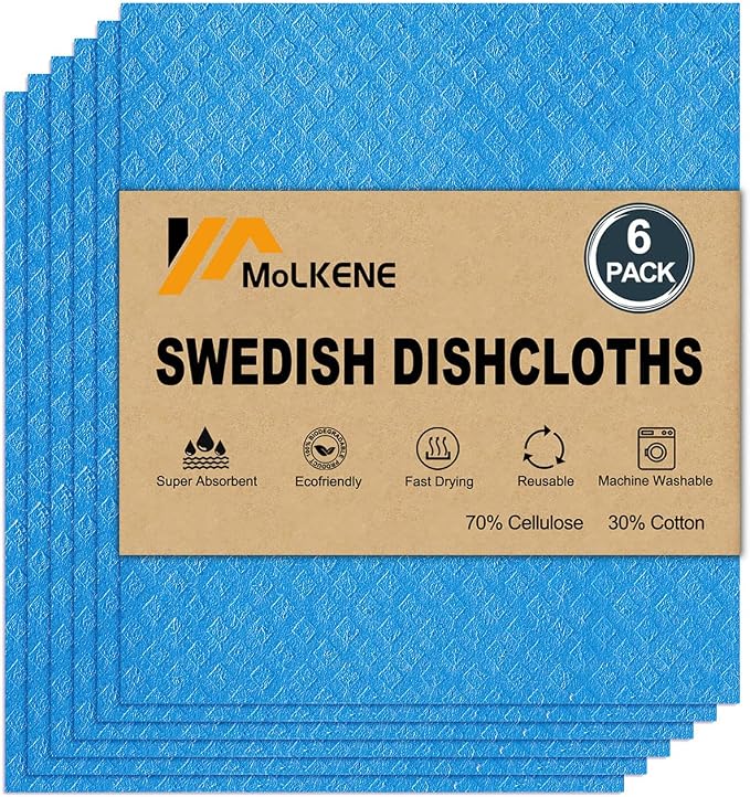 MoLKENE Swedish Dishcloths for Kitchen, 6 Pack Reusable Paper Towels, Absorbent by MoLKENE