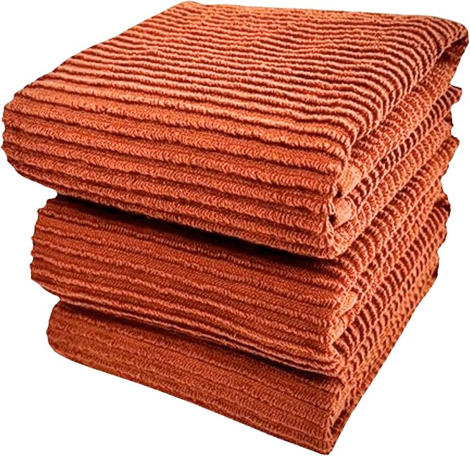 Burnt Orange Rust Kitchen Hand Dish Towels, 100% Cotton by SerafinaHome