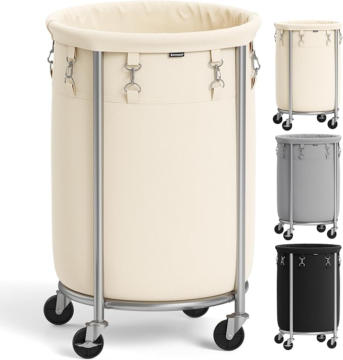 SONGMICS Laundry Basket with Wheels, 18.5 Gal., Steel Frame, Removable Bag by SONGMICSbySONGMICSHOME