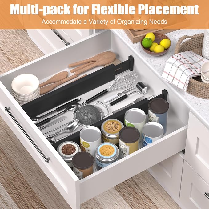 Bamboo Drawer Dividers, Adjustable Drawer Organizers, Fits 17.6–21" Drawers | - Image 2