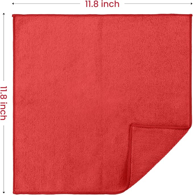 SIFANGKE Microfiber Cleaning Cloth, 12 Pack Red Cleaning Rags - Image 2