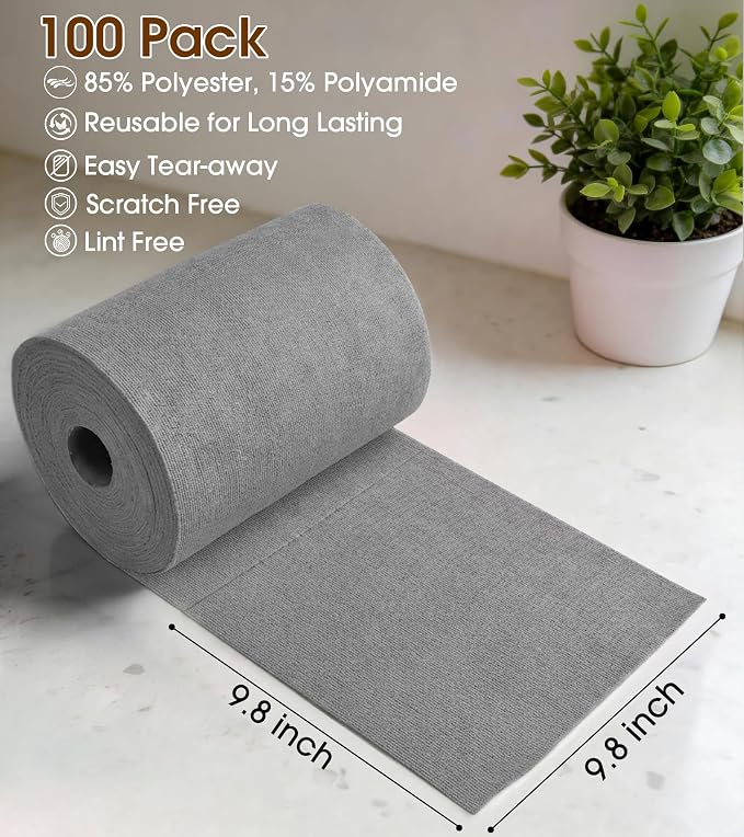KitchLife Microfiber Cleaning Cloth Roll, 100 Pack - Image 2
