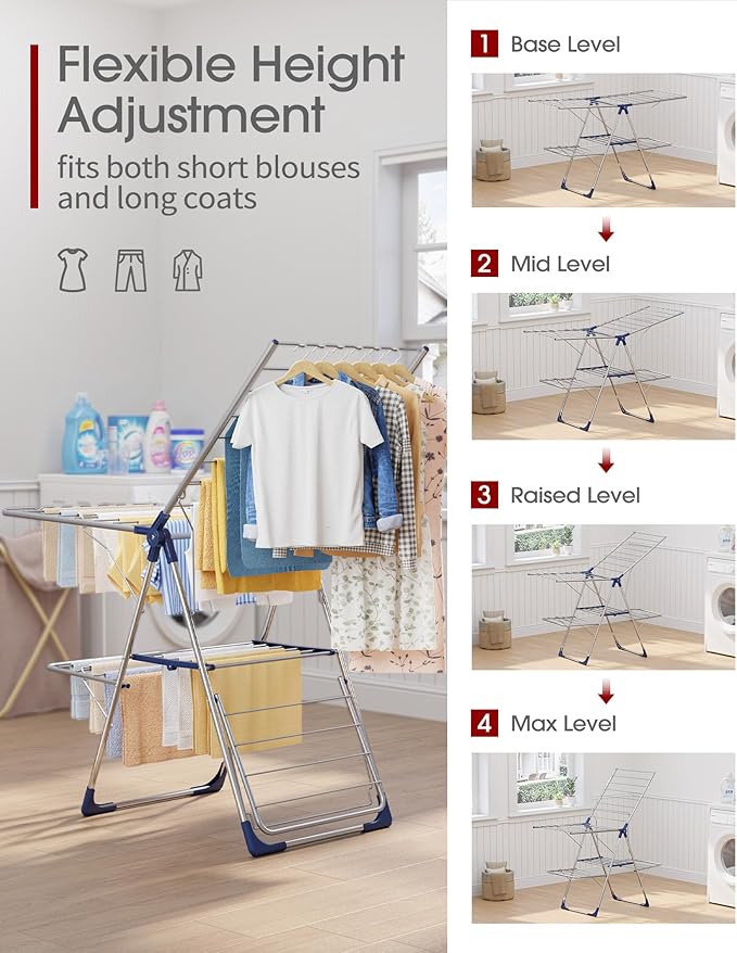 Sakugi Clothes Drying Rack, Foldable 2-Level - Image 5