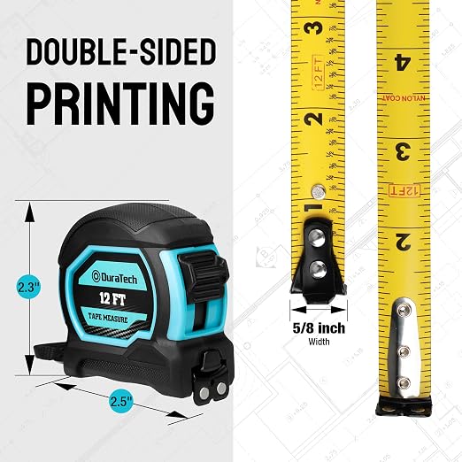 DURATECH 12FT Magnetic Double-Sided Tape Measure, Easy Read Measuring - Image 7