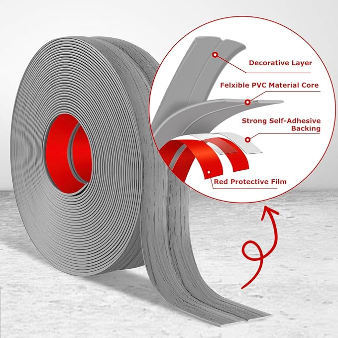 Flexible Wall Corner Protector Moulding Trim Peel and Stick Wall Corner Guards Edge Protector Self Adhesive Molding Trim Strip for Edge Ceiling (Light Gray Wood Grain, 0.8 in x 10 Ft)