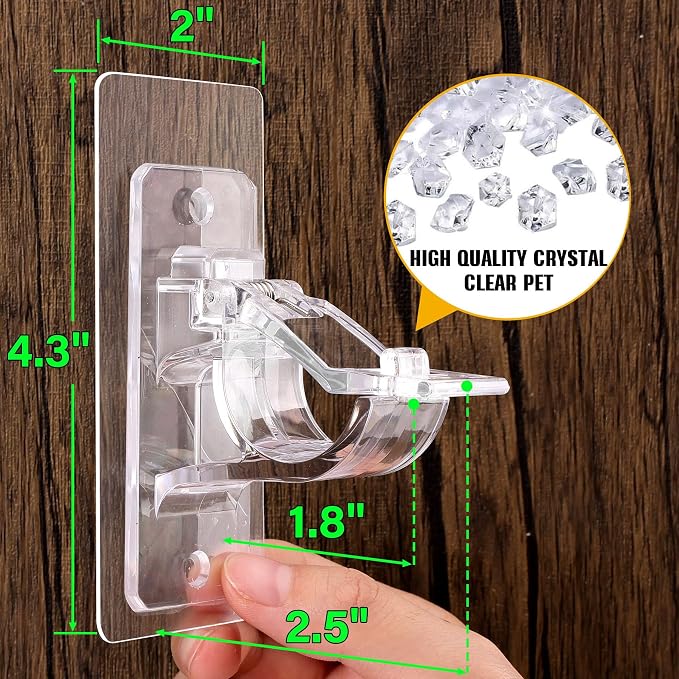 4 Pack No Drill Curtain Rod Brackets, Adhesive Curtain Rod Holders, Curtain Rod - Image 7