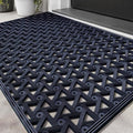 LUMI Outdoor Doormat 19x30, Front Door Mat Outside Entrance, Heavy Duty Rubber Welcome Exterior Door Mat Non Slip Waterproof, Outdoor Rubber Mats with Drainage Holes, Easy Clean Entryway Mats, Blue
