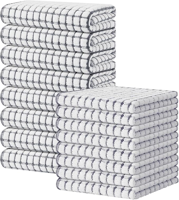 Kitinjoy Cotton 16 Pack Kitchen Towels and Dishcloths Sets by Kitinjoy