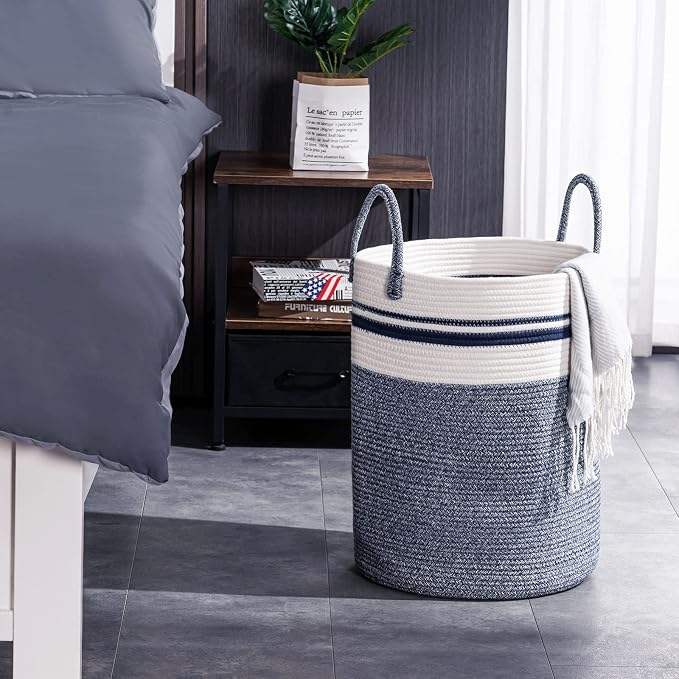 YOUDENOVA Cotton Rope Laundry Hamper Basket, 72L Blanket Basket - Image 7