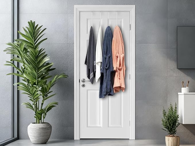 Single Long Over Door Steel Hooks 4 Pack Fit 1-3/8" Door 12" White | Plastic - Image 8