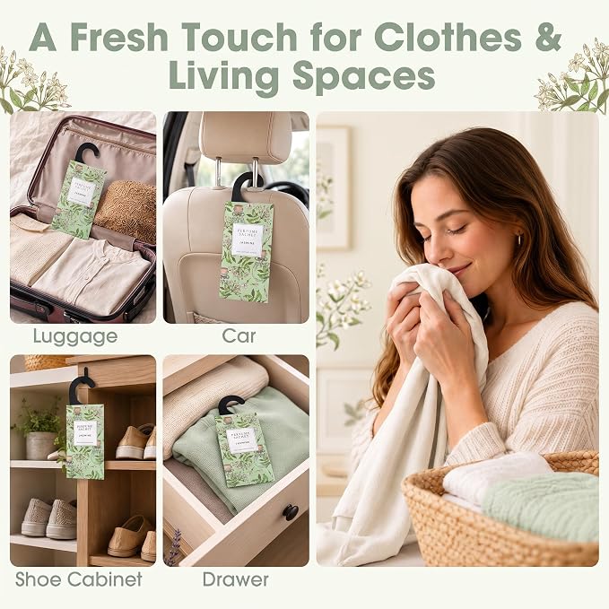Large 12 Packs Jasmine Hanging Scented Sachets Long-Lasting Closet Deodorizer - Image 3