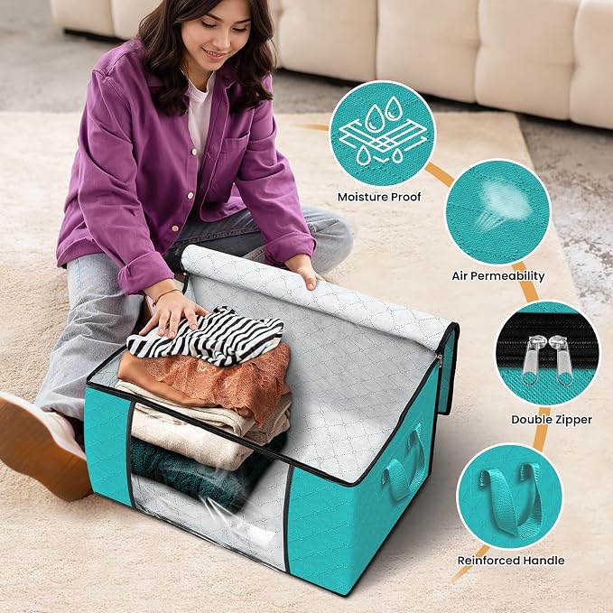 8 Pack Storage Bags for Clothes Blanket Storage Bins - Image 4