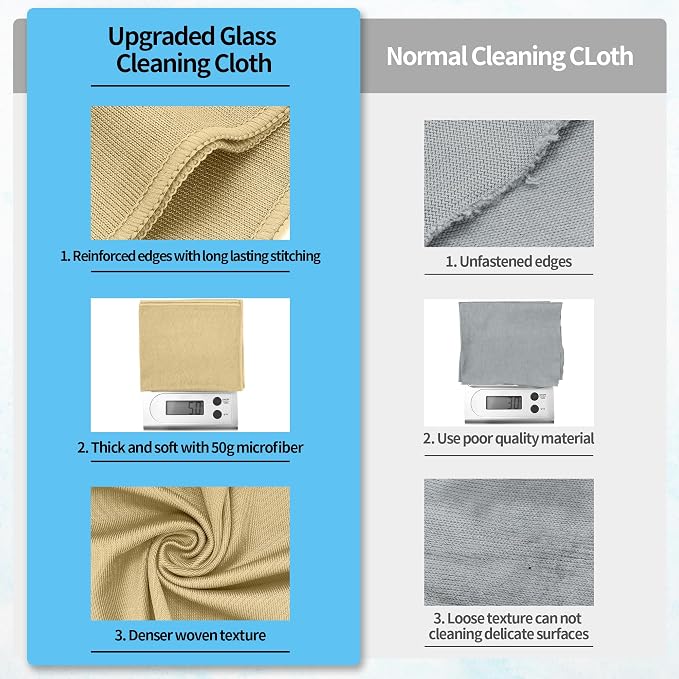 Microfiber Cleaning Cloth, 12 Pack Window Glasses Cleaning Cloth, Reusable - Image 6