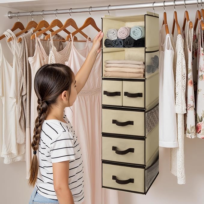 GRANNY SAYS Hanging Closet Organizer, 5 Drawers, 6 Shelves, 6 Pockets | Hanging - Image 7