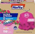 Hefty Ultra Strong 13 Gal Pink Kitchen Trash Bags, Watermelon Scent, 110ct | by Hefty