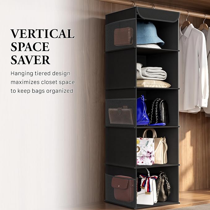 Simple Houseware 5 Shelf Hanging Closet Organizer, Top Support Metal Frame - Image 7