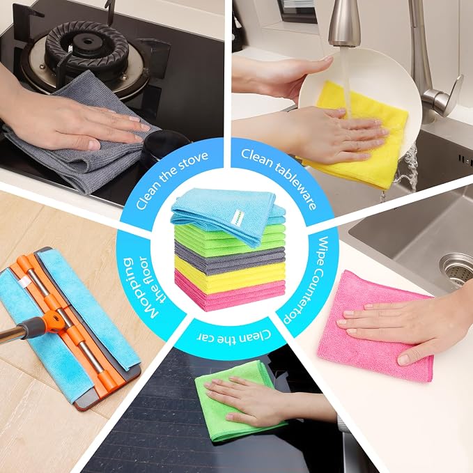 Forggon 15pcs Microfiber Cleaning Cloth Lint Free, Streak Free, Non-Abrasive - Image 6