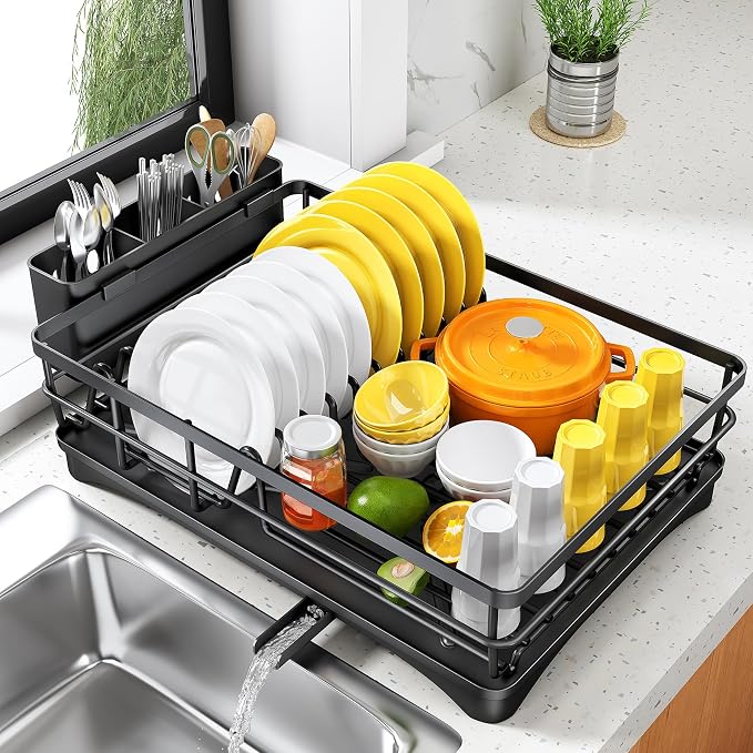 SNTD Dish Drying Rack for Kitchen Counter, 11.8" W x 16.7" L, Large Capacity - Image 8