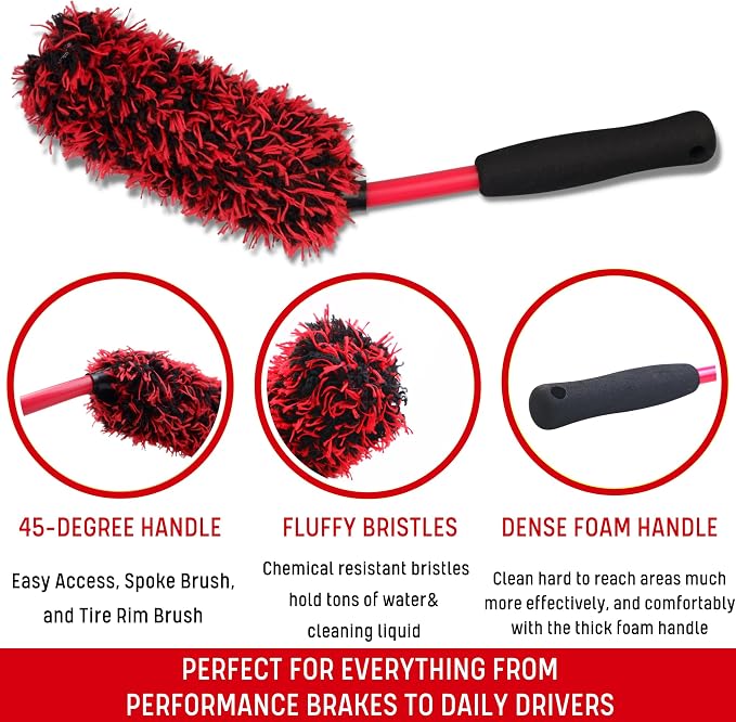 Angled Wheel Brush Kit 3 Pack- Angled Microfiber Wheel Brush, Wheel Barrel Brush - Image 3