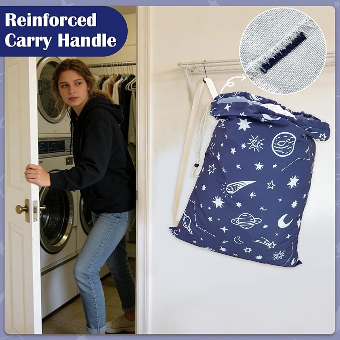Canvas Laundry Bag with Shoulder Strap, Large Drawstring - Image 4