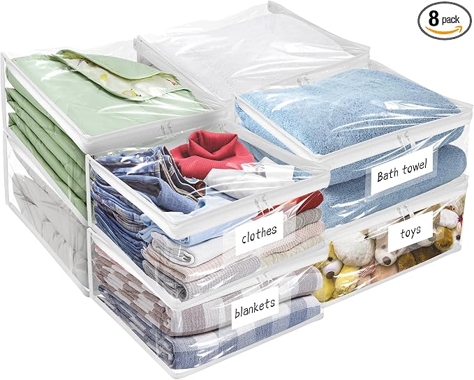 Plastic Storage Bags with Easy-Glide Zipper, Durable Clear Vinyl Zippered by Kikerike