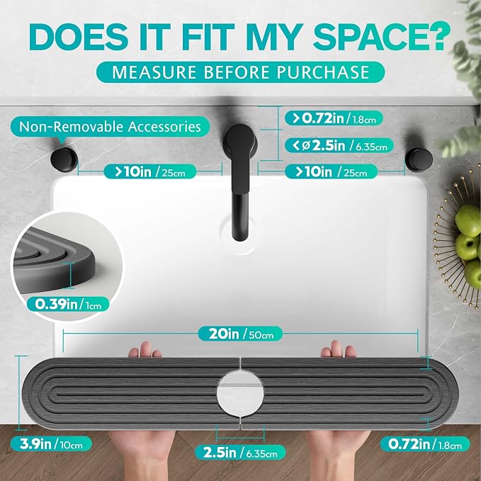 Stone Faucet Mat for Kitchen Sink – Diatomite Fast-Drying Stone Tray, Faucet - Image 2