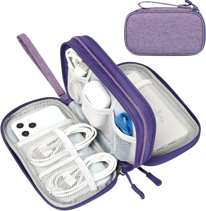 FYY Electronic Organizer, Travel Tech Pouch Bag Cable Organizer Dark Purple | by FYY