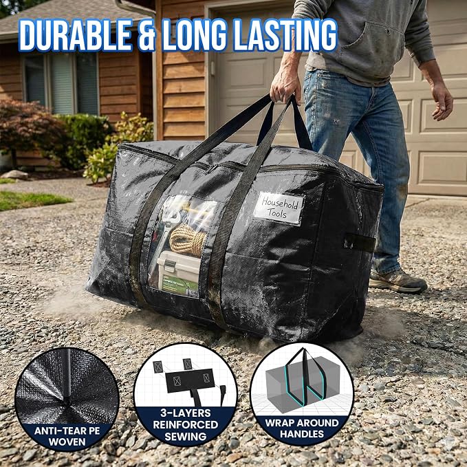 TAILI 8 Pack Black Extra Large Moving Bags, Storage Bag - Image 3