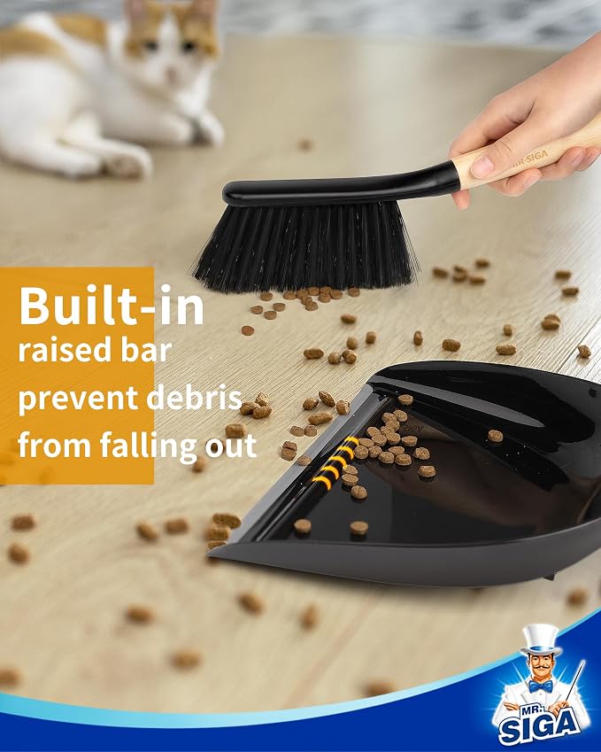 MR.SIGA Dustpan and Brush Set, Bamboo Handle, 1 Set | Handheld brush and - Image 5
