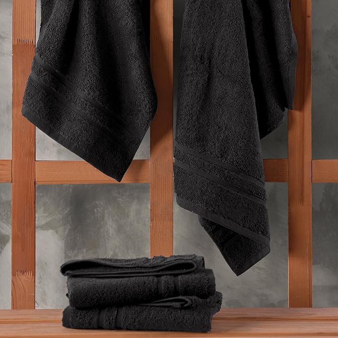 Hawmam Linen Black Hand Towels 4 Pack Turkish Cotton Premium Quality Soft and - Image 4