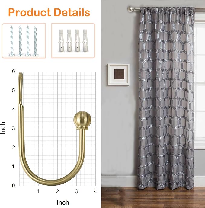 ARNORX Curtain Holdbacks, Decorative French Ball End, Curtain Drapery Holdbacks - Image 5