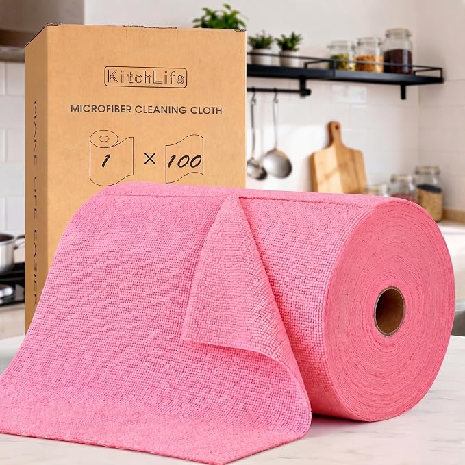 KitchLife Microfiber Cleaning Cloth Roll, 100 Pack by OverDoorHooksKitchenSupplies