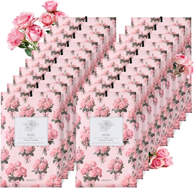 MYARO 20Pcs Rose Scented Sachets, Closet Deodorizer Car Air Freshener - Image 8
