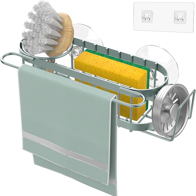 Cisily Kitchen Sink Caddy Sponge Holder in The Sink, Stainless Steel Kitchen - Image 2