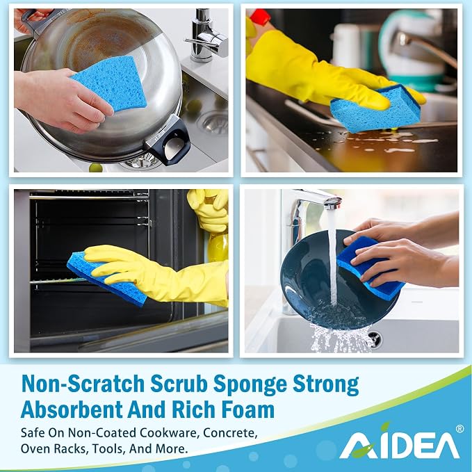 AIDEA Non-Scratch Scrub Sponge-48Count, Sponges Kitchen, Sponges - Image 6