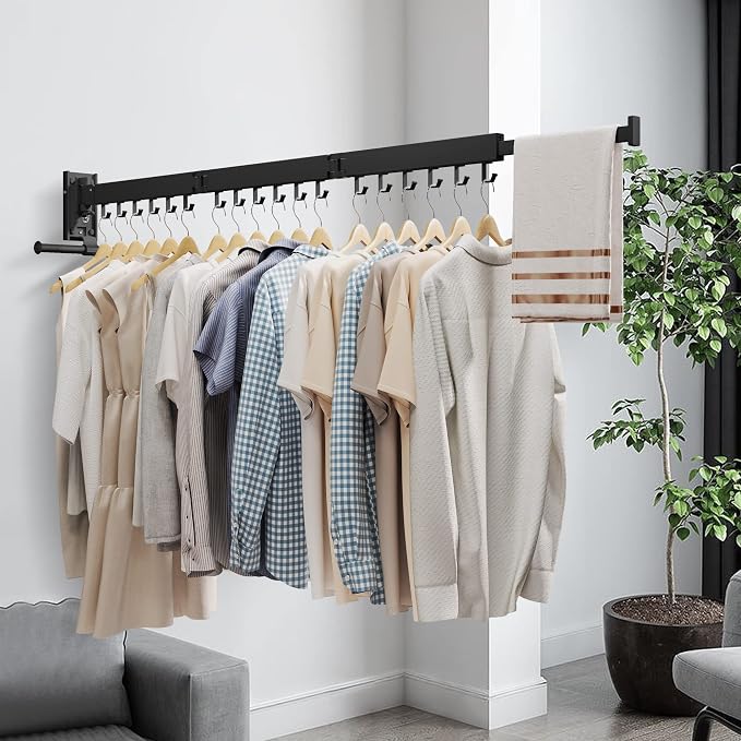 ZdwCyl Wall Mounted Clothes Hanger, Clothes Drying Rack, Laundry Drying Rack - Image 4