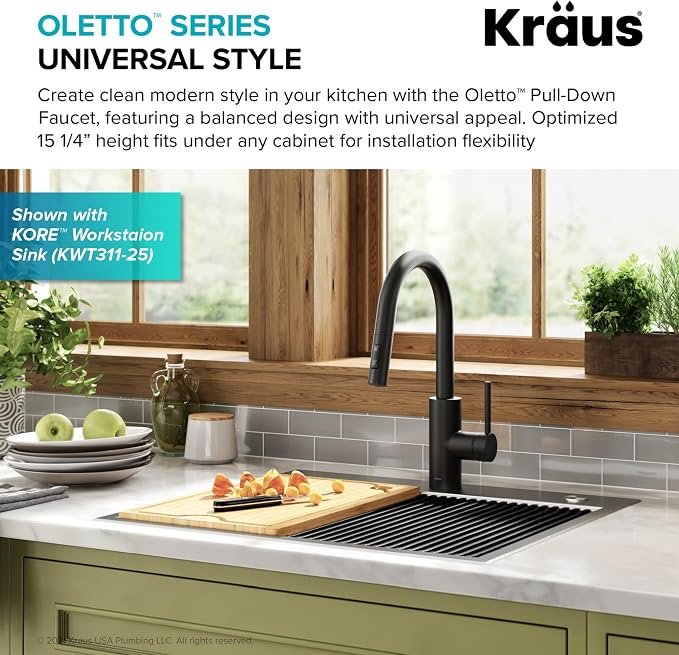 KRAUS Oletto Single Handle Pull Down Kitchen Faucet - Image 4