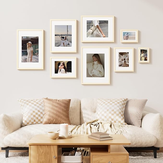 Vittanly 5x7 Picture Frame Set of 2, Solid Wood Frame for Wall or Tabletop, Display Photo 4x6 with Mat or 5x7 without Mat, White