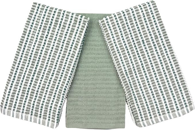 Serafina Home Sage Green Kitchen Dish Towels- Set of 3 100% Cotton Soft by SerafinaHome
