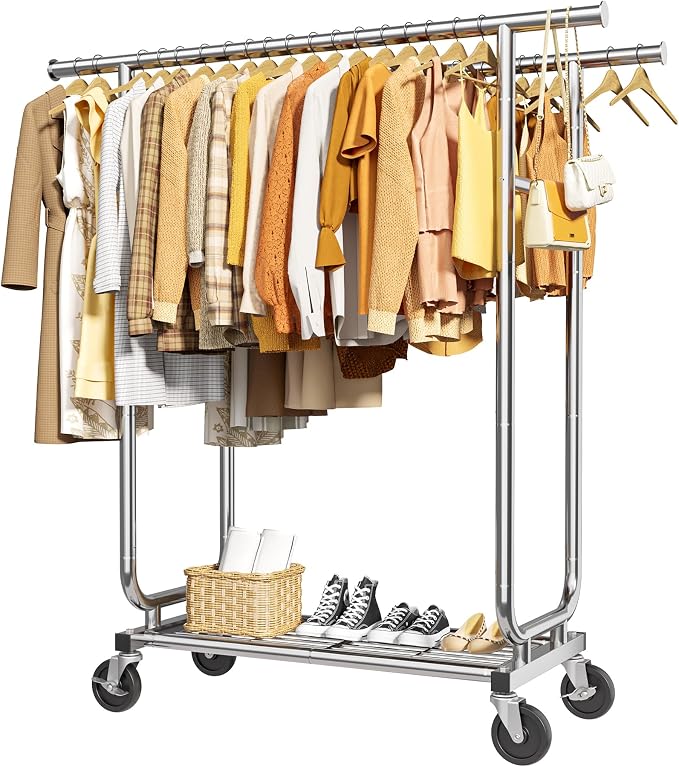Sakugi Heavy Duty Stainless Steel Rolling Clothes Rack by Sakugi