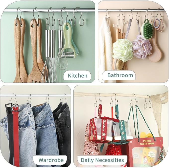 Shower Curtain Hooks, Stainless Steel Shower Curtain Hangers, Metal Shower - Image 8